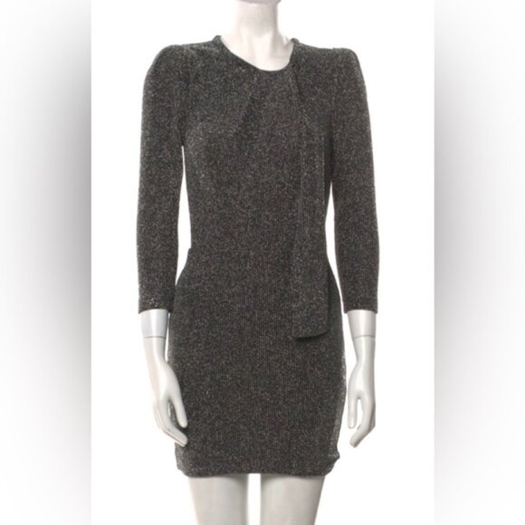 IRO Perk tie-neck metallic stretch-knit mini dress 34 XS worn once - Picture 2 of 7